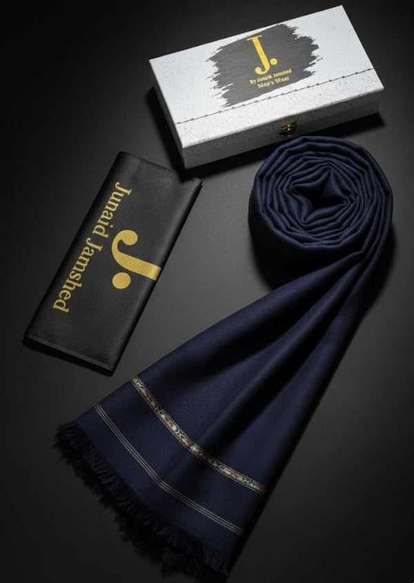 J. Men Exclusive Woolen Shawl Navy Blue D-001