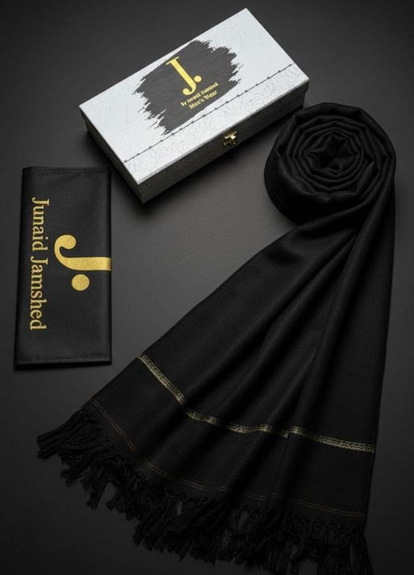 J. Men Exclusive Woolen Shawl Jet Balck D-006