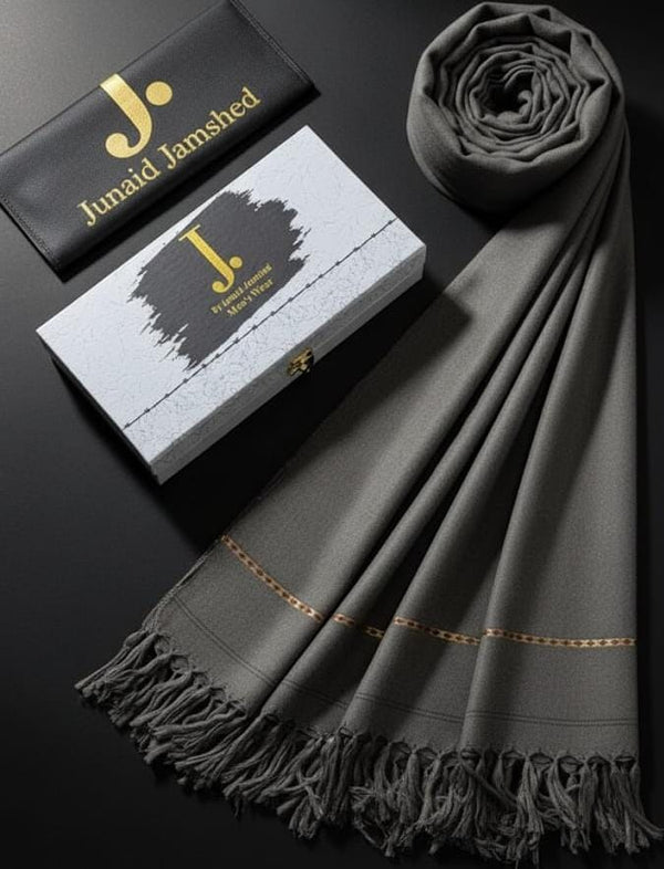 J. Men Exclusive Woolen Shawl Silver Grey D-008
